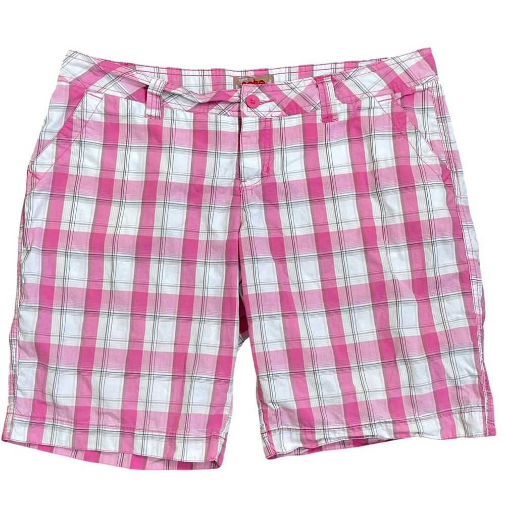 Vintage No Boundaries Plaid Bermuda Shorts Womens 15 Pink Checkered Y2K Skater